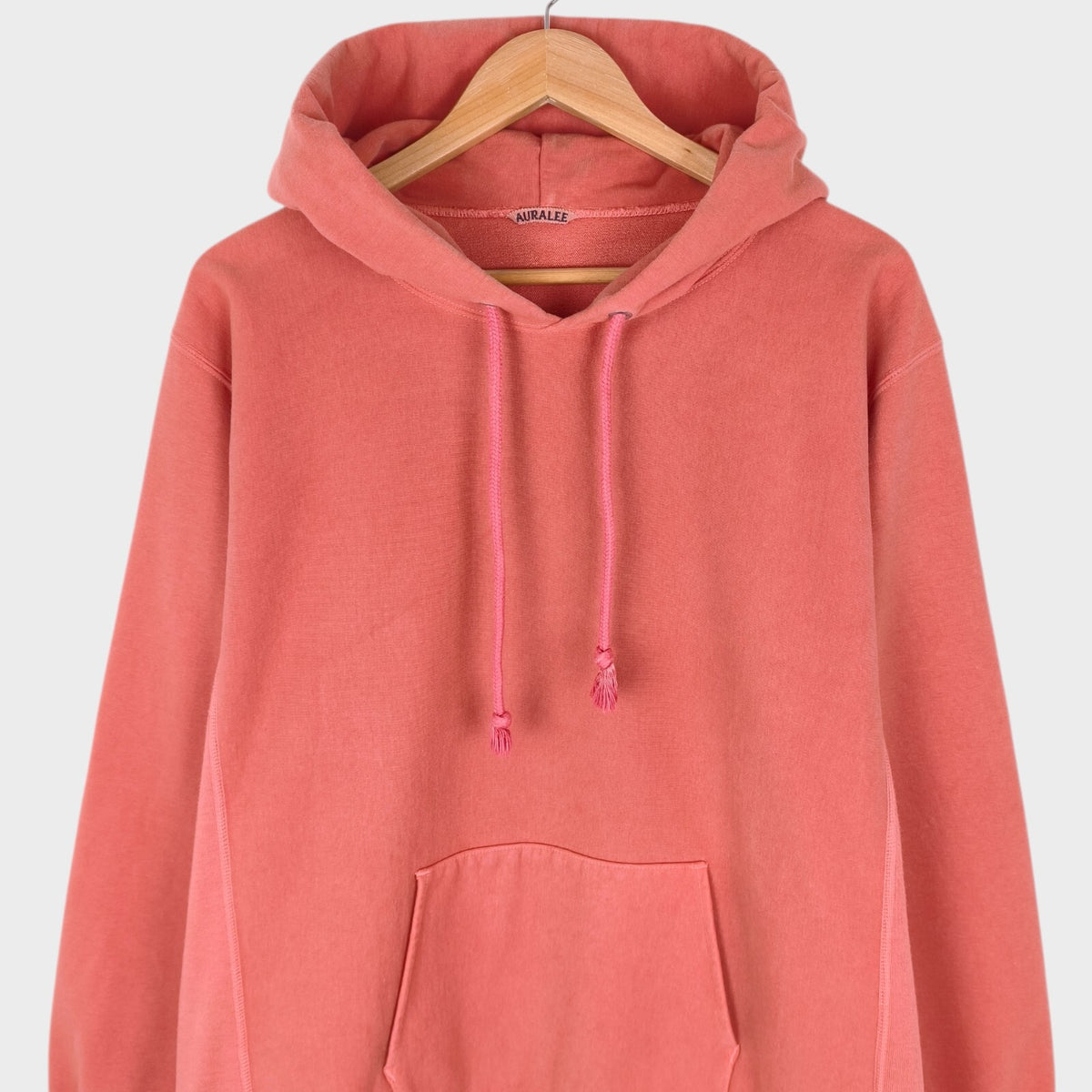 AURALEE Men's Made in Japan Salmon Pink Heavyweight Cotton Blend Hoodie
