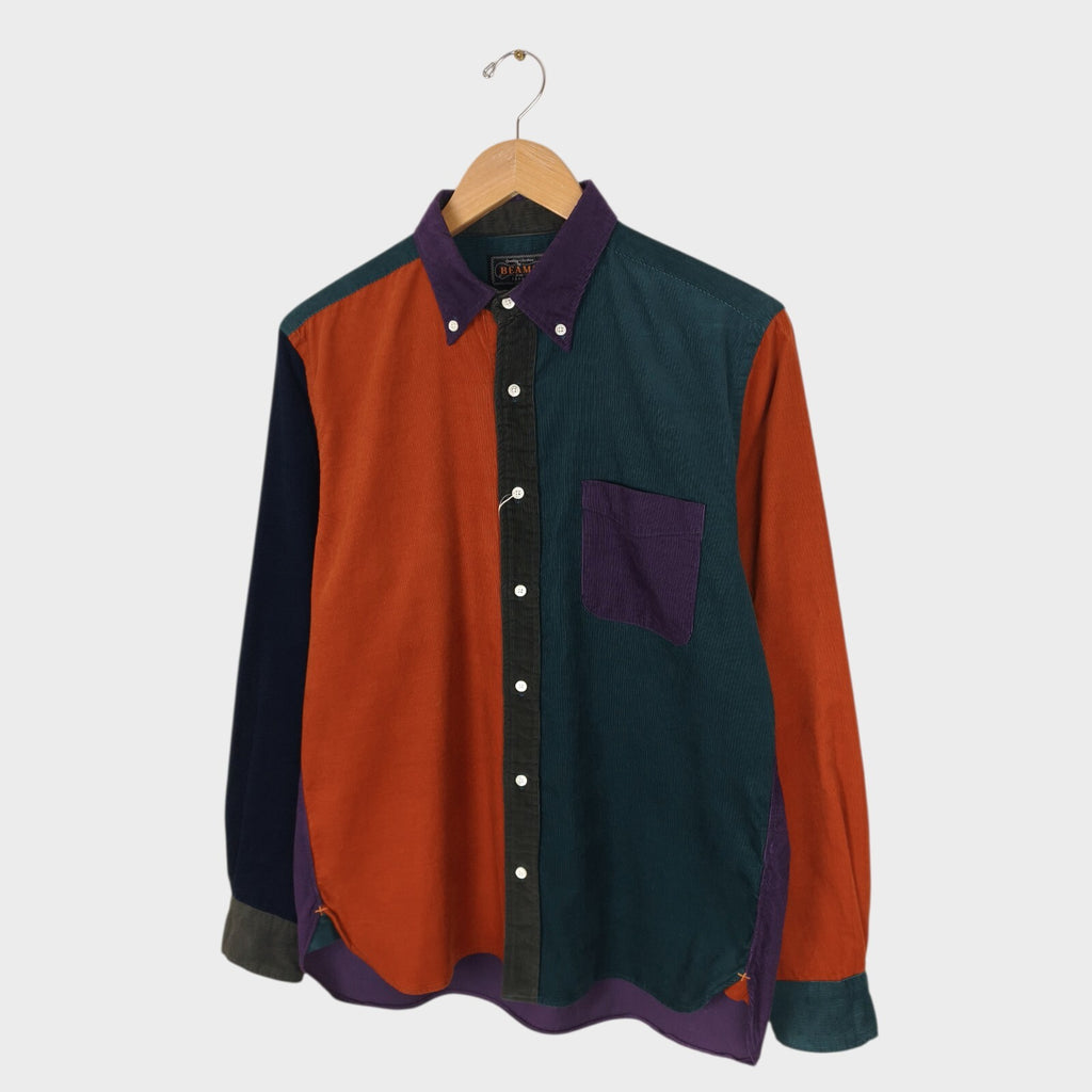 BEAMS PLUS Men's Made in Japan Colourblock Corduroy Shirt