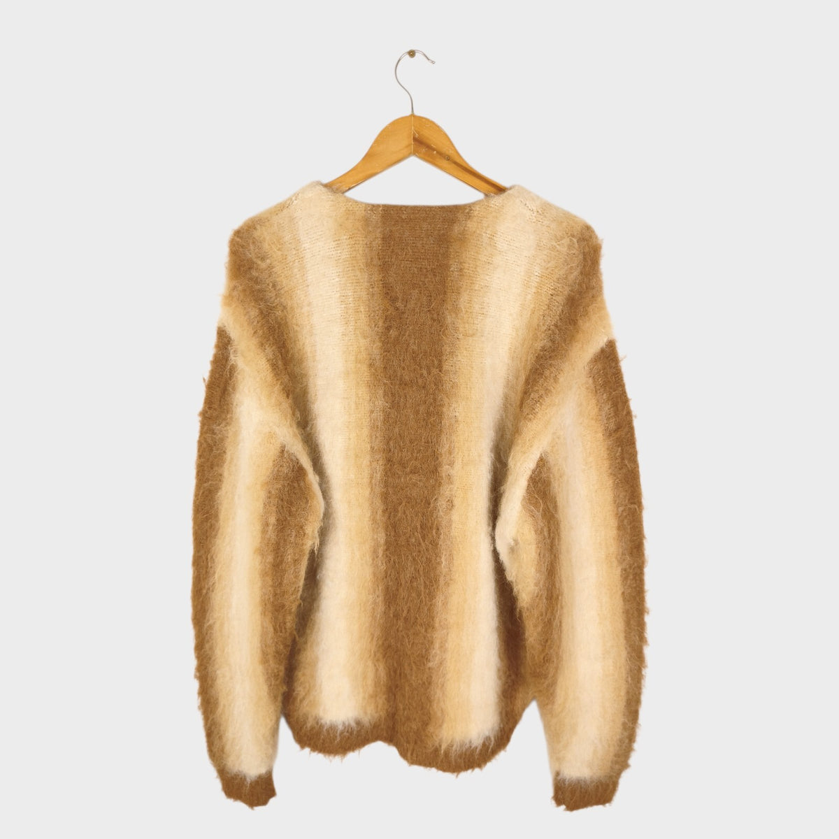 UNIFORM BRIDGE Men's Striped Shaggy Grunge Relaxed Fit Cardigan
