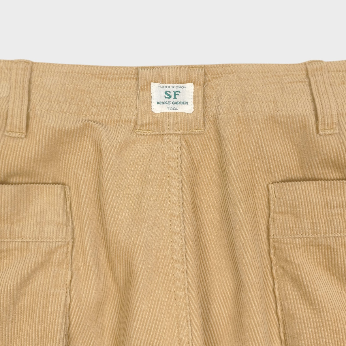 SASSAFRAS Men's Made in Japan Beige Overgrown Fatigue Corduroy Cargo Shorts