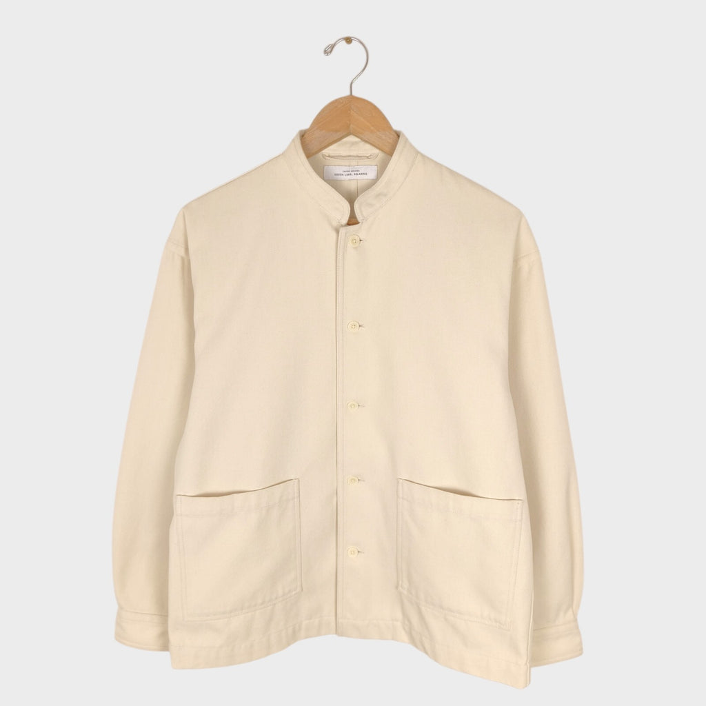 UNITED ARROWS Men's Ecru Mandarin Collar Chore Jacket