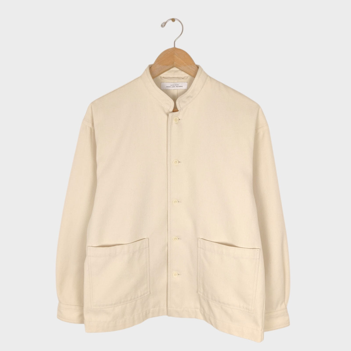 UNITED ARROWS Men's Ecru Mandarin Collar Chore Jacket