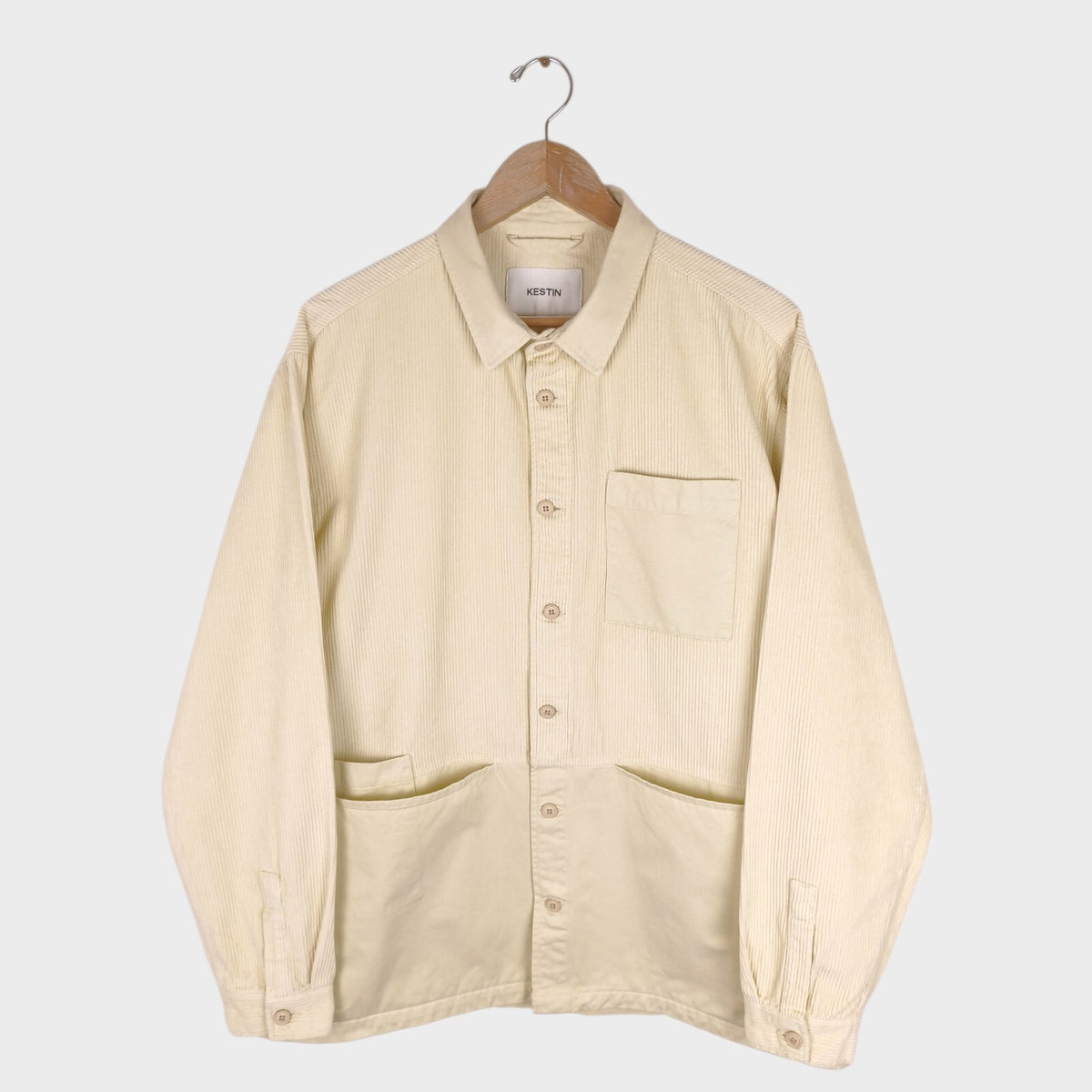 KESTIN HARE Men's Ecru Corduroy Rosyth Overshirt Jacket