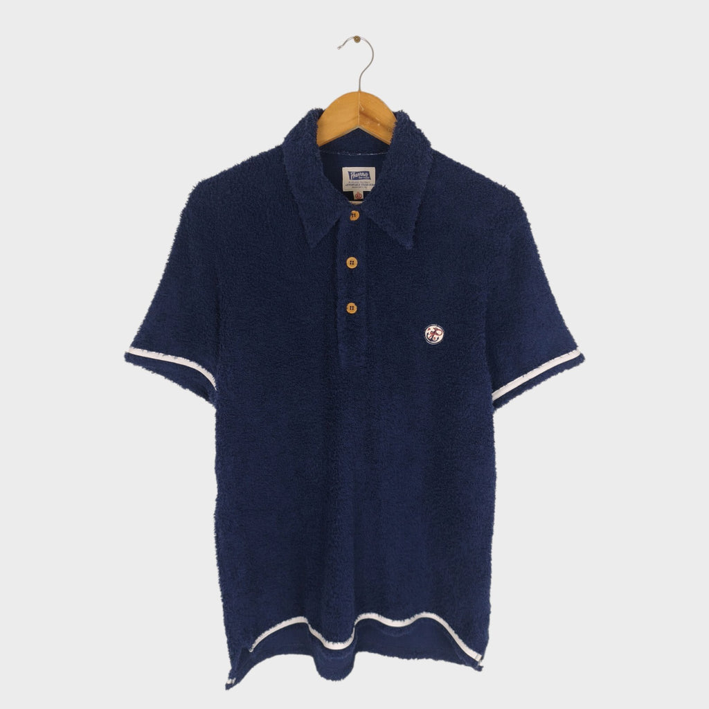PHERROW'S Men's Navy Blue Made in Japan Towelling Polo Shirt