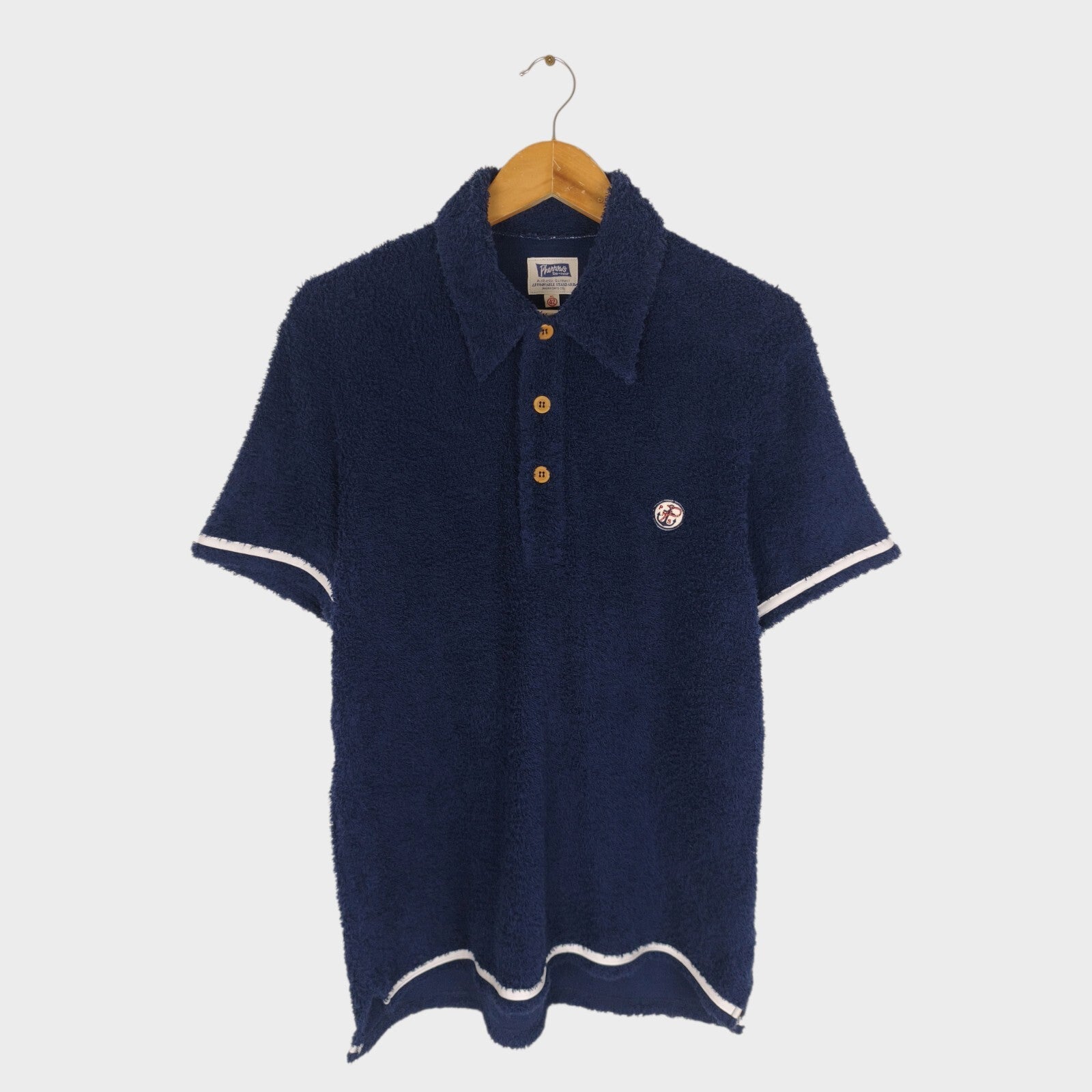 PHERROW'S Men's Navy Blue Made in Japan Towelling Polo Shirt