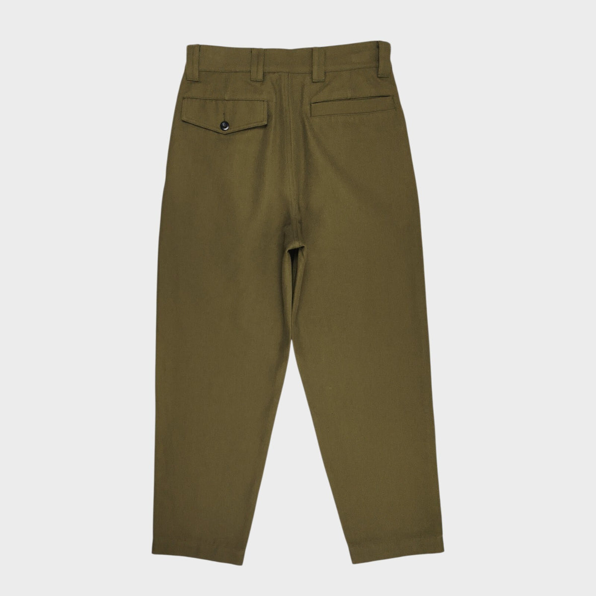 MHL MARGARET HOWELL Men's Green 60/40 Cotton Wool Pleated High Waist Trousers