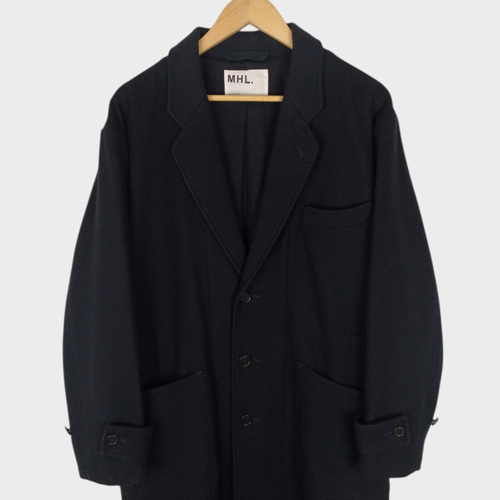 MHL MARGARET HOWELL Men's Black Heavyweight 100% Melton Wool Coat