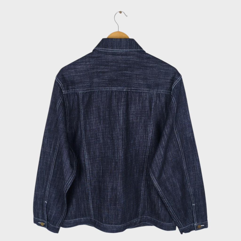 OKONKWO MFG Men's Dark Blue Embroidered Western Denim Jacket
