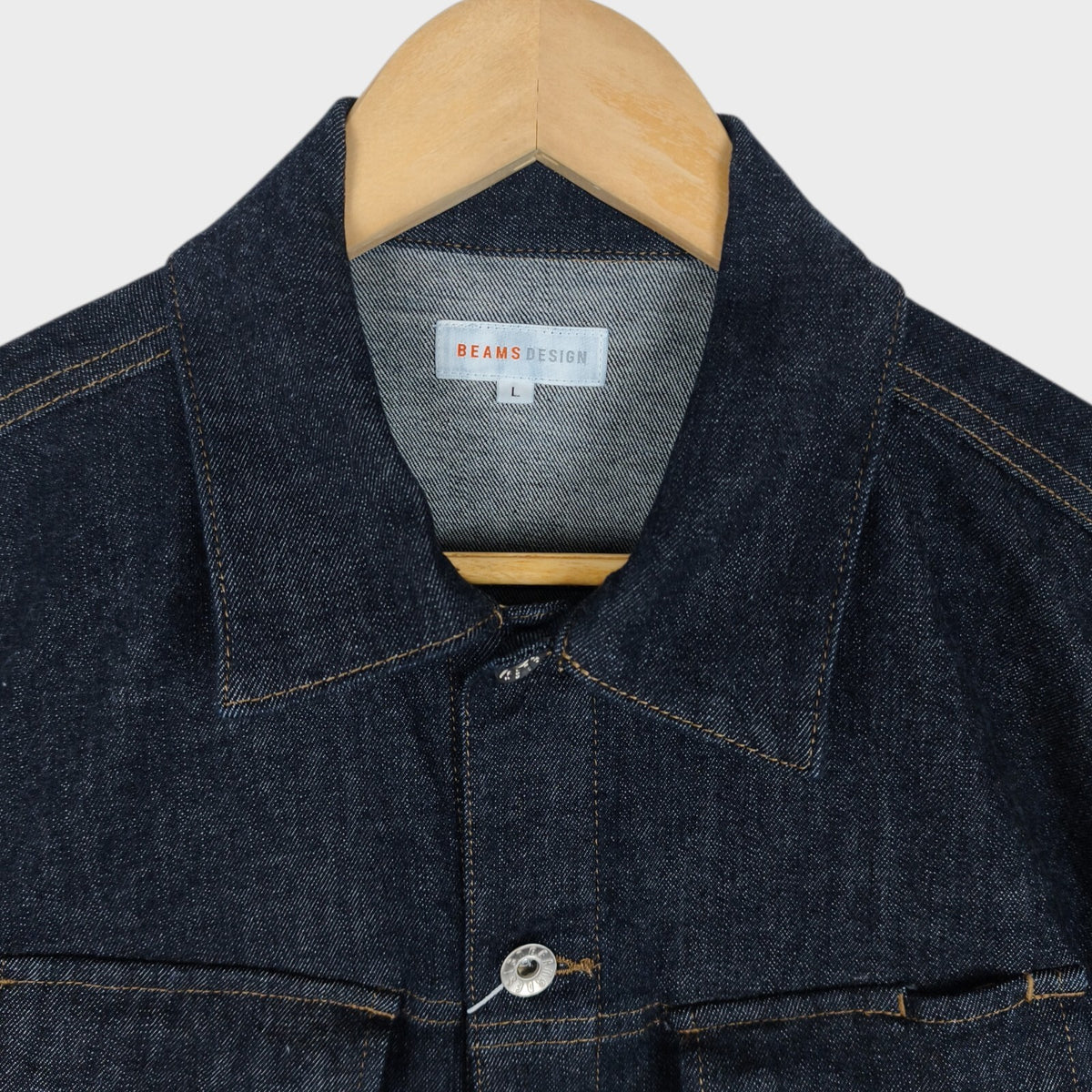 BEAMS Men's Dark Blue Cropped Denim Utility Chore Jacket
