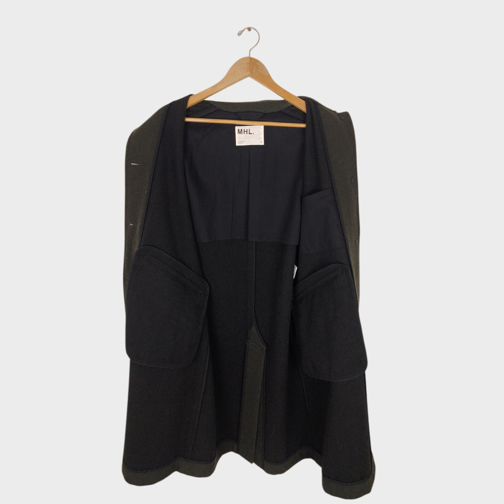 MHL MARGARET HOWELL Women's Dark Green 100% Wool Coat