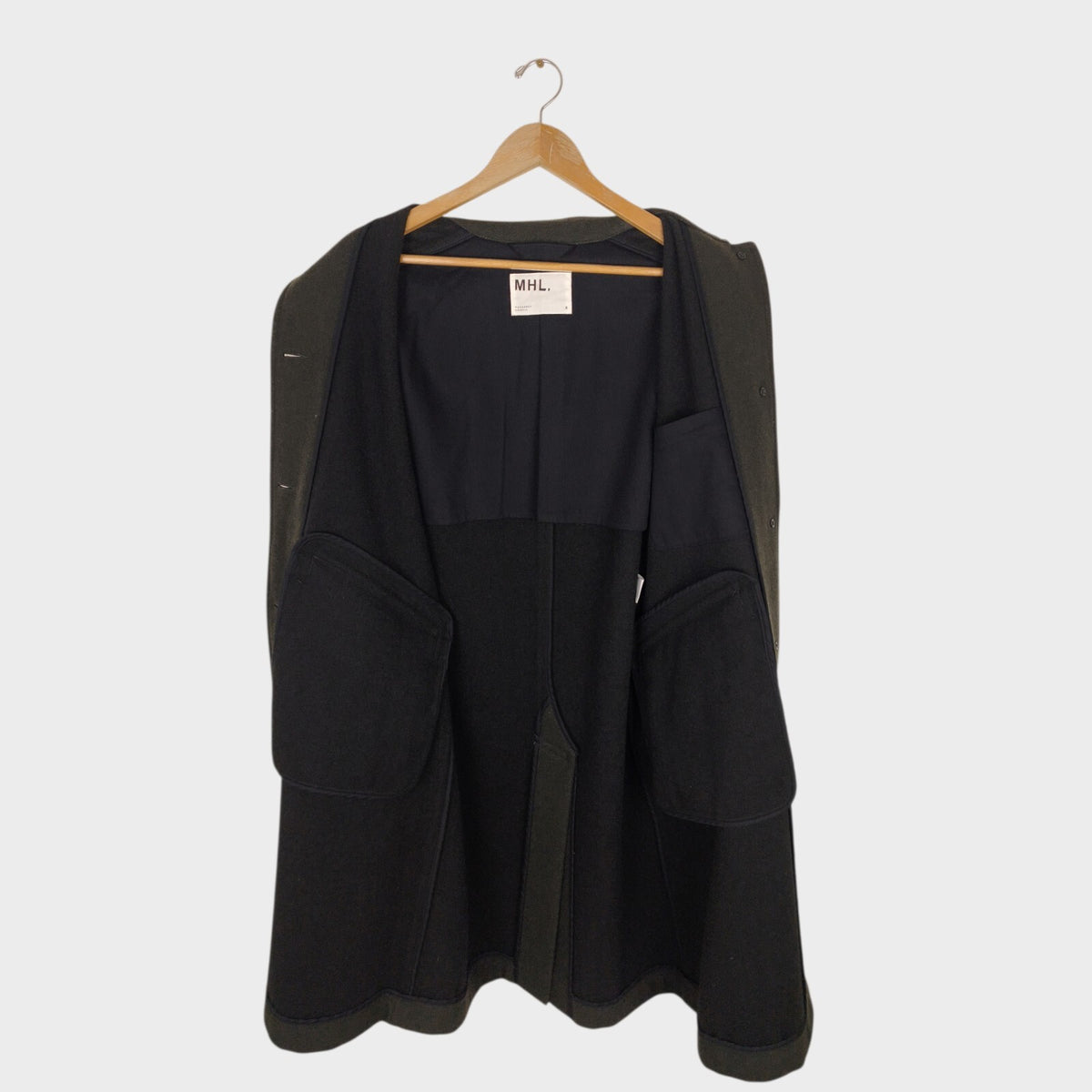 MHL MARGARET HOWELL Women's Dark Green 100% Wool Coat