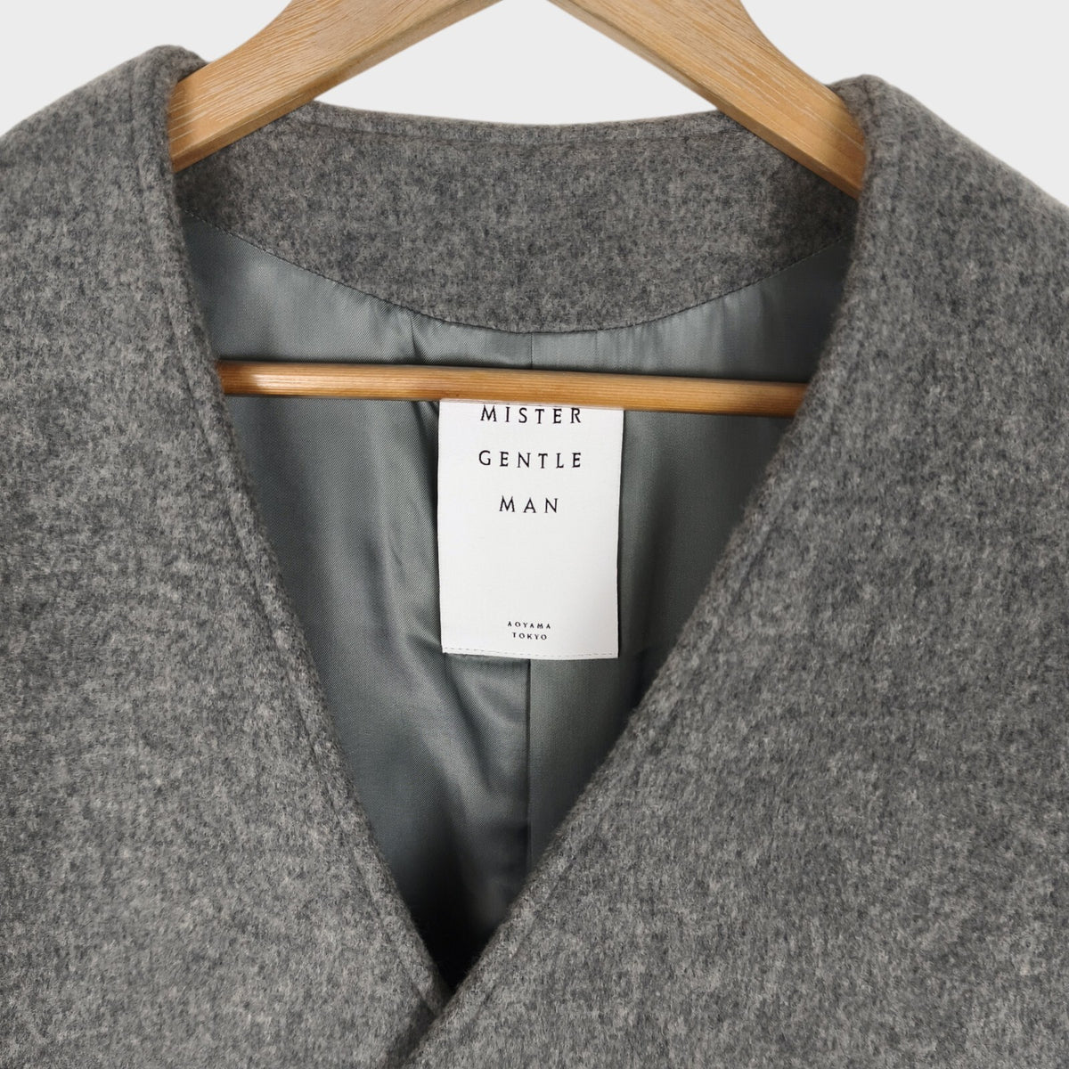 MISTER GENTLEMAN AOYAMA Men's Made in Japan Wool Blend Utility Collarless Coat