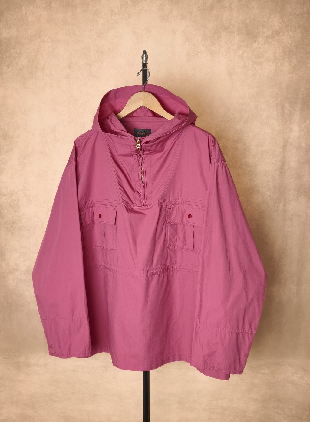 BEAMS PLUS Men's Pink Oversized Smock Anorak Parka Jacket