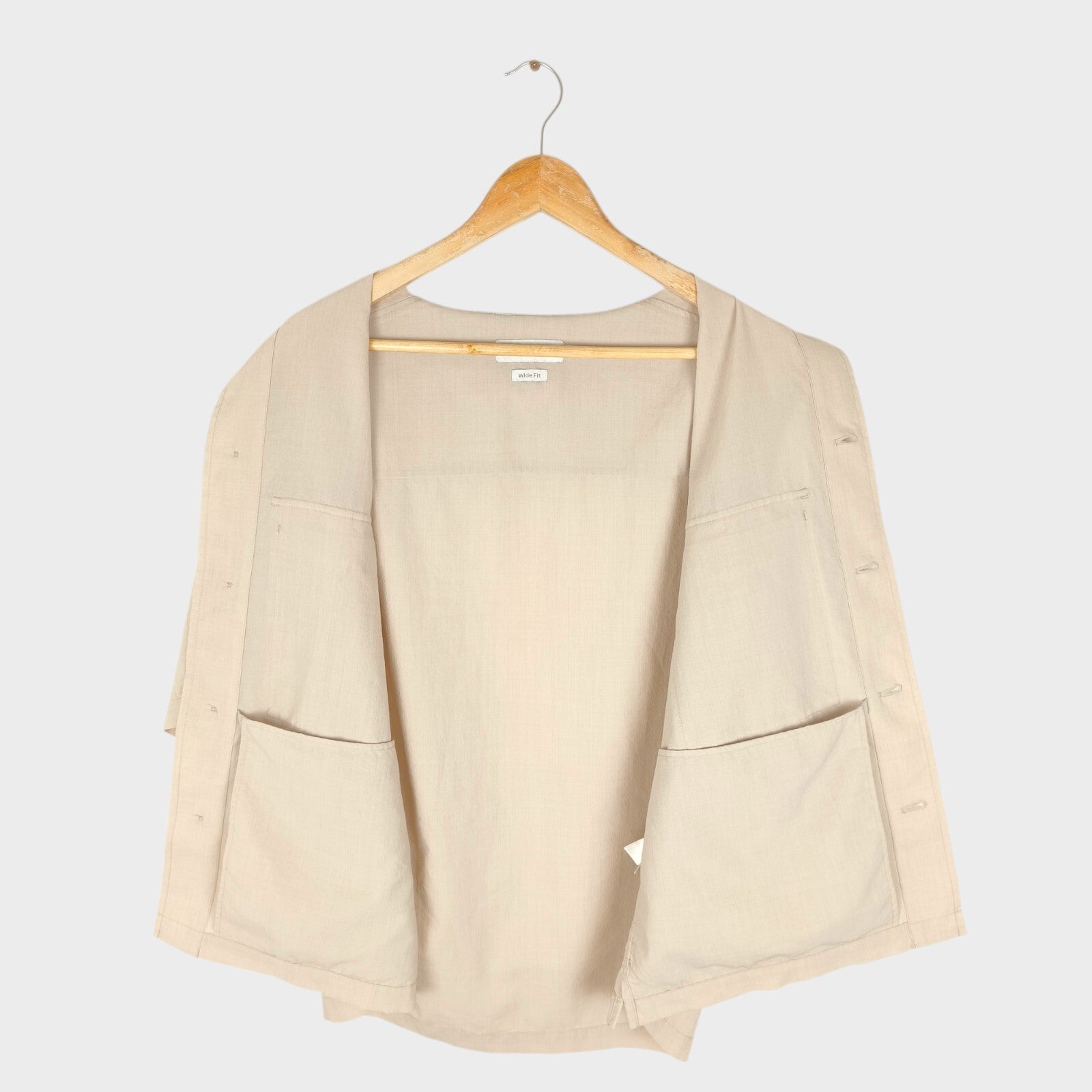 BEAMS B:MING Men's Cream Boxy Fit Short Sleeved Utility Shirt