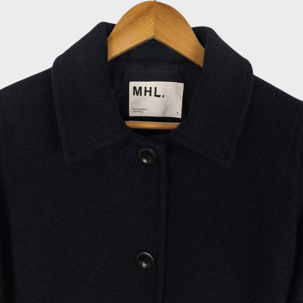 MHL MARGARET HOWELL Women's Navy Blue 100% Wool Coat