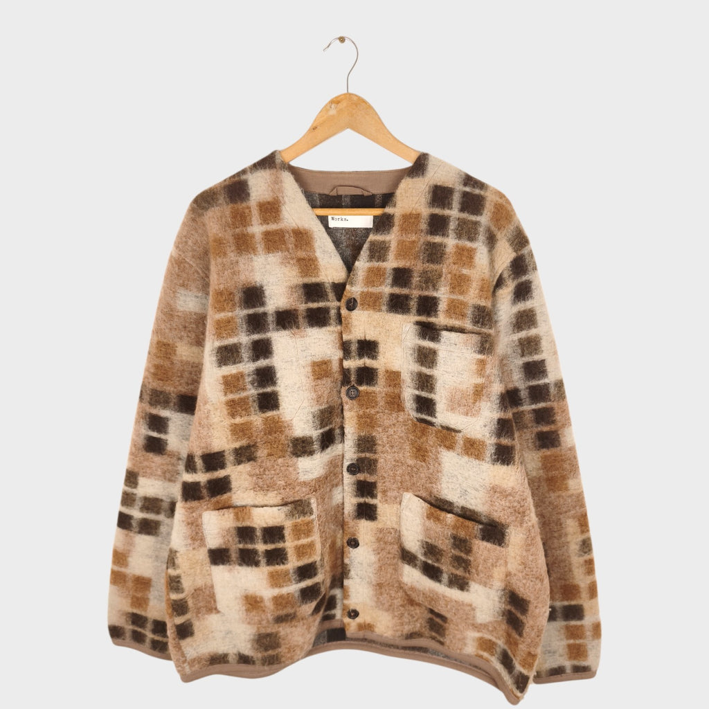 UNIVERSAL WORKS Men's Sand Mosaic Wool Fleece Cardigan