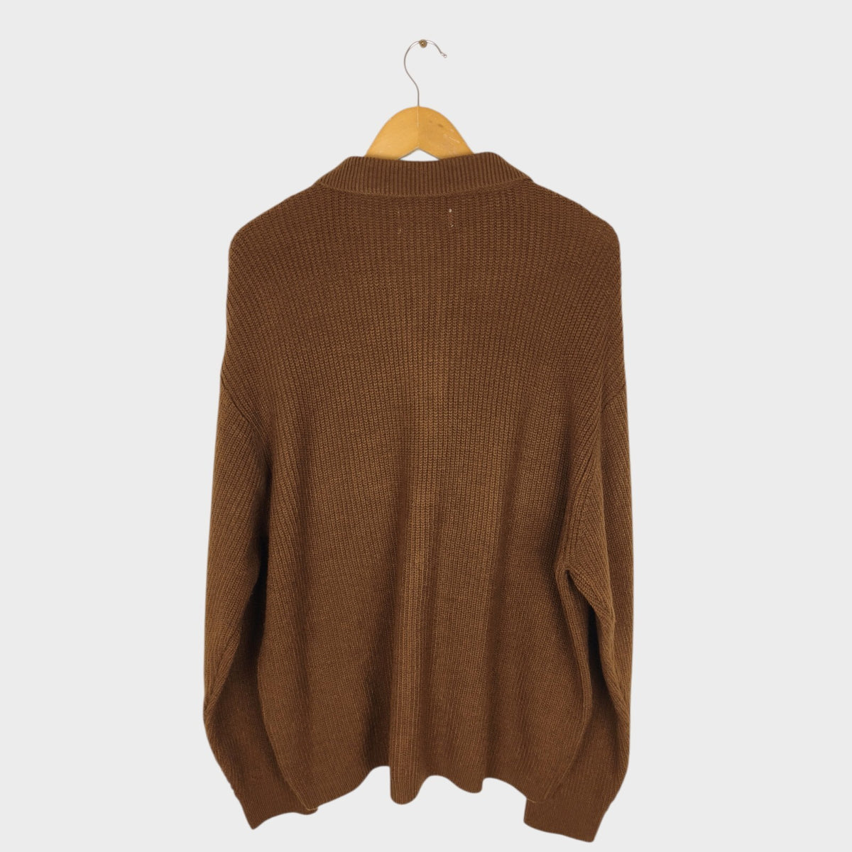 BEAMS B:MING Men's Brown 7-Gauge Cable Knit Cardigan Jacket