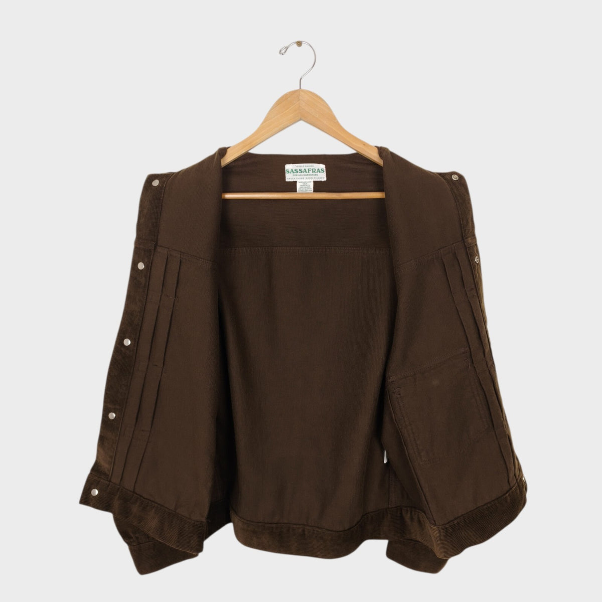 SASSAFRAS Men's Made in Japan Brown Corduroy Gardener Trucker Jacket