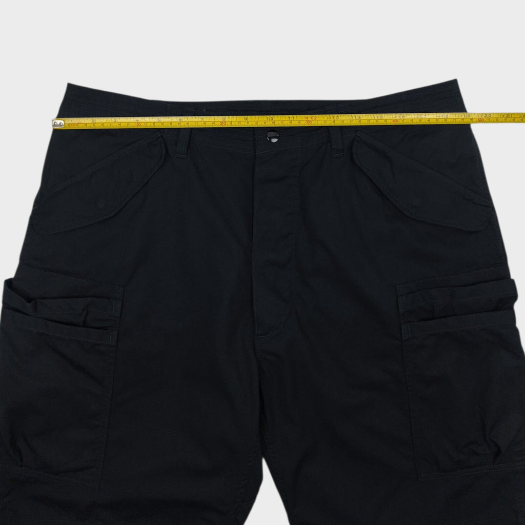 SASSAFRAS Men's Made in Japan Black Overgrown Weather Cotton Cargo Shorts