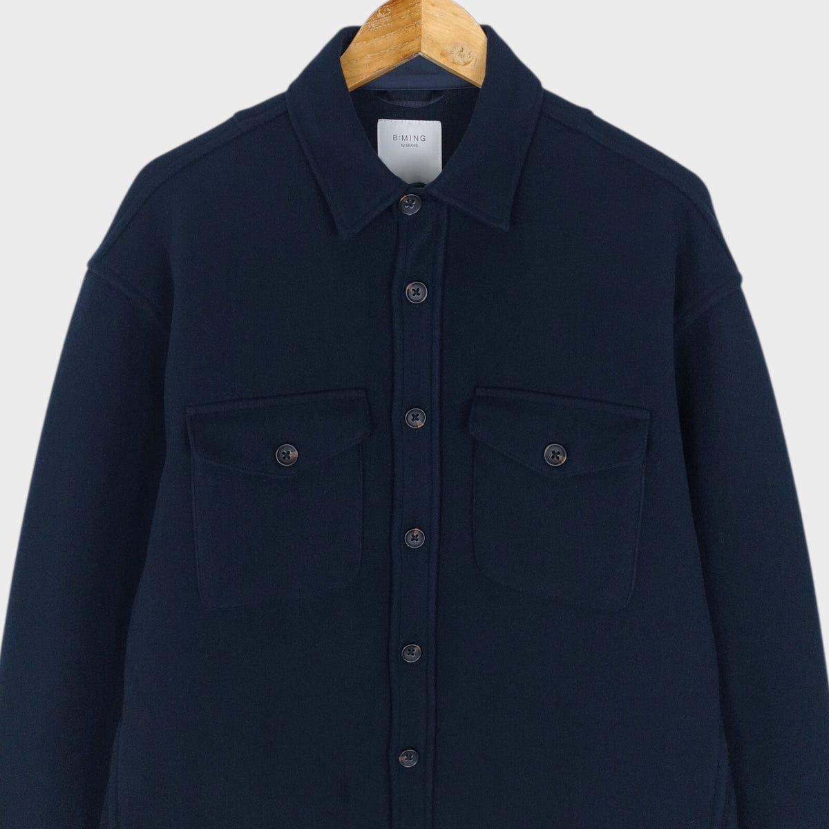 BEAMS B:MING Men's Navy Blue Hybrid Melton Fleece Blouson Jacket
