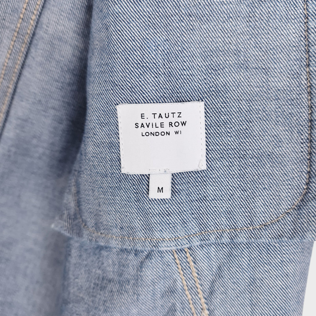 E.TAUTZ Men's Blue Made in England Cropped Core Denim Jacket