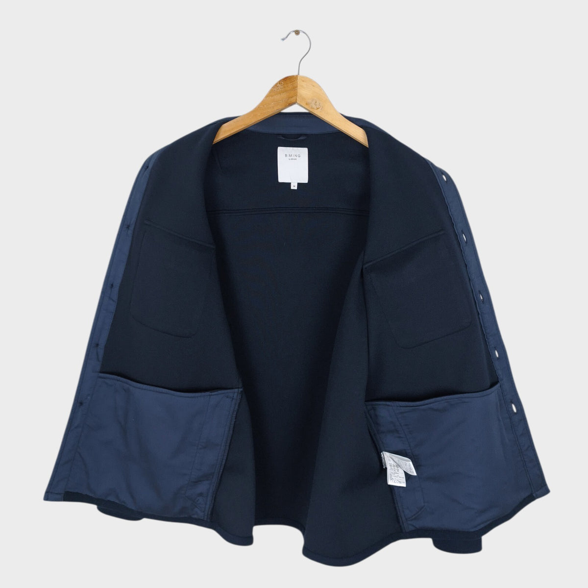 BEAMS B:MING Men's Navy Blue Hybrid Melton Fleece Blouson Jacket