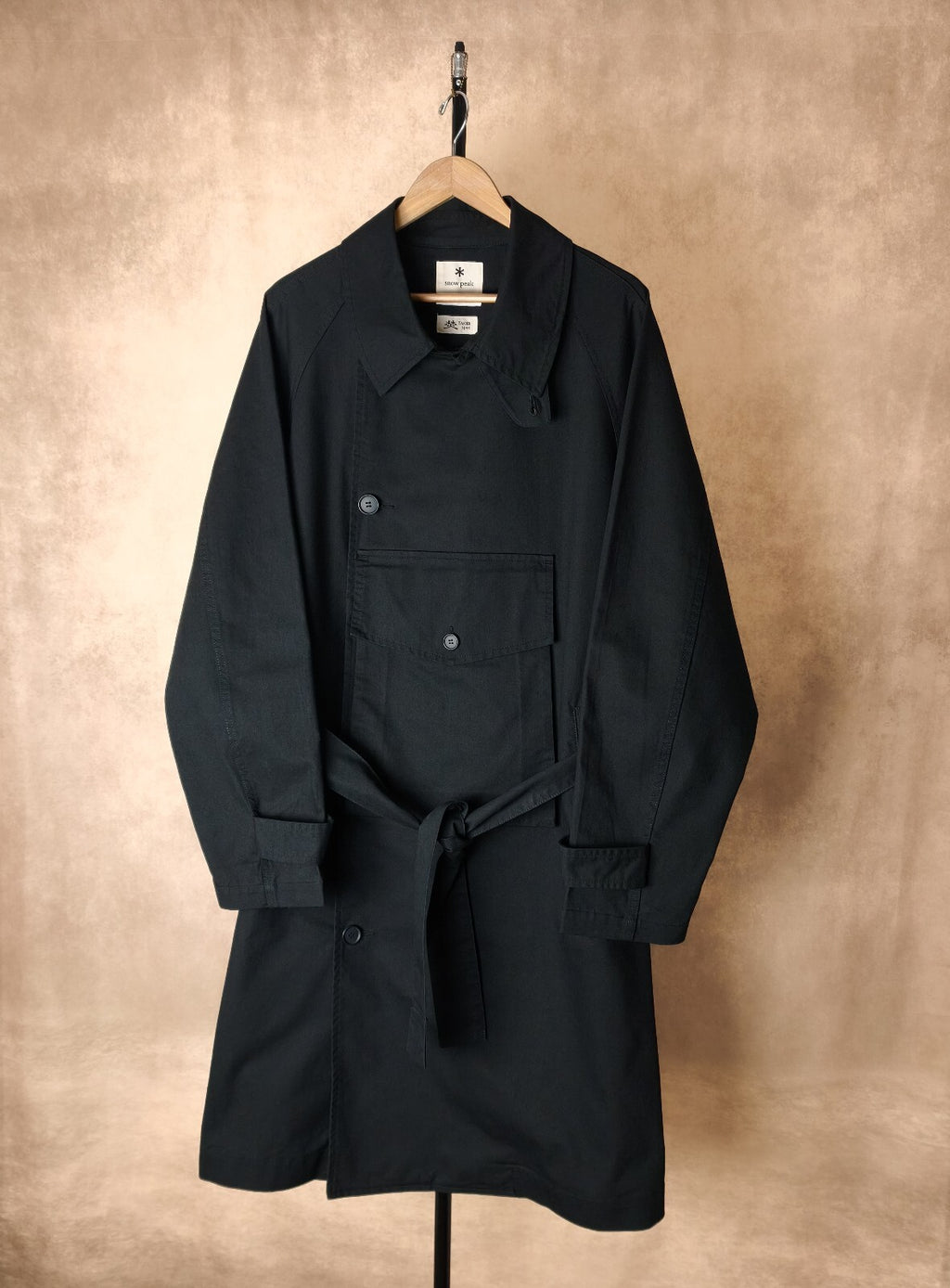 SNOW PEAK Men's Black Takibi Spec Utility Trench Coat