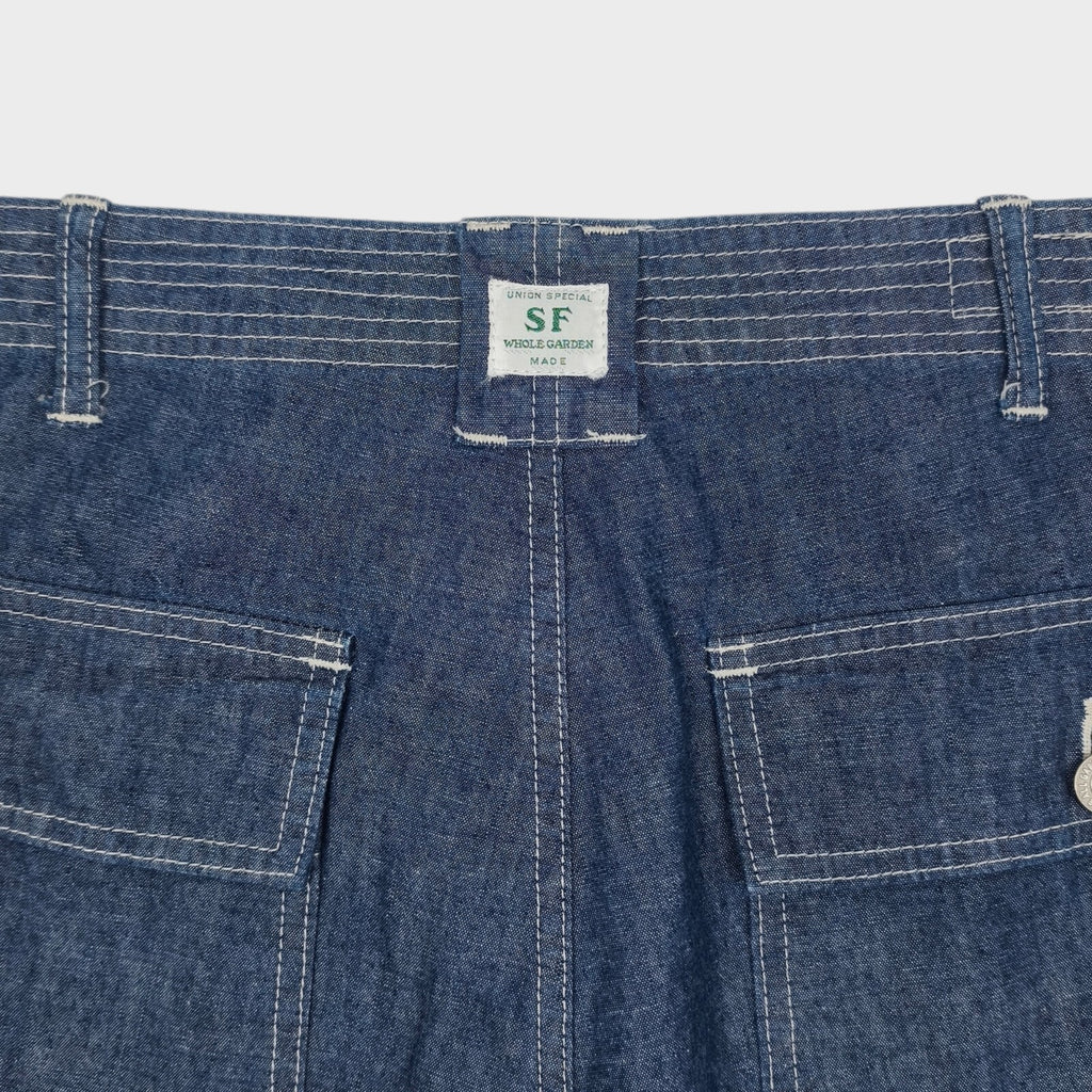 SASSAFRAS Men's Made in Japan Blue Chambray Feel Sun Cargo Shorts