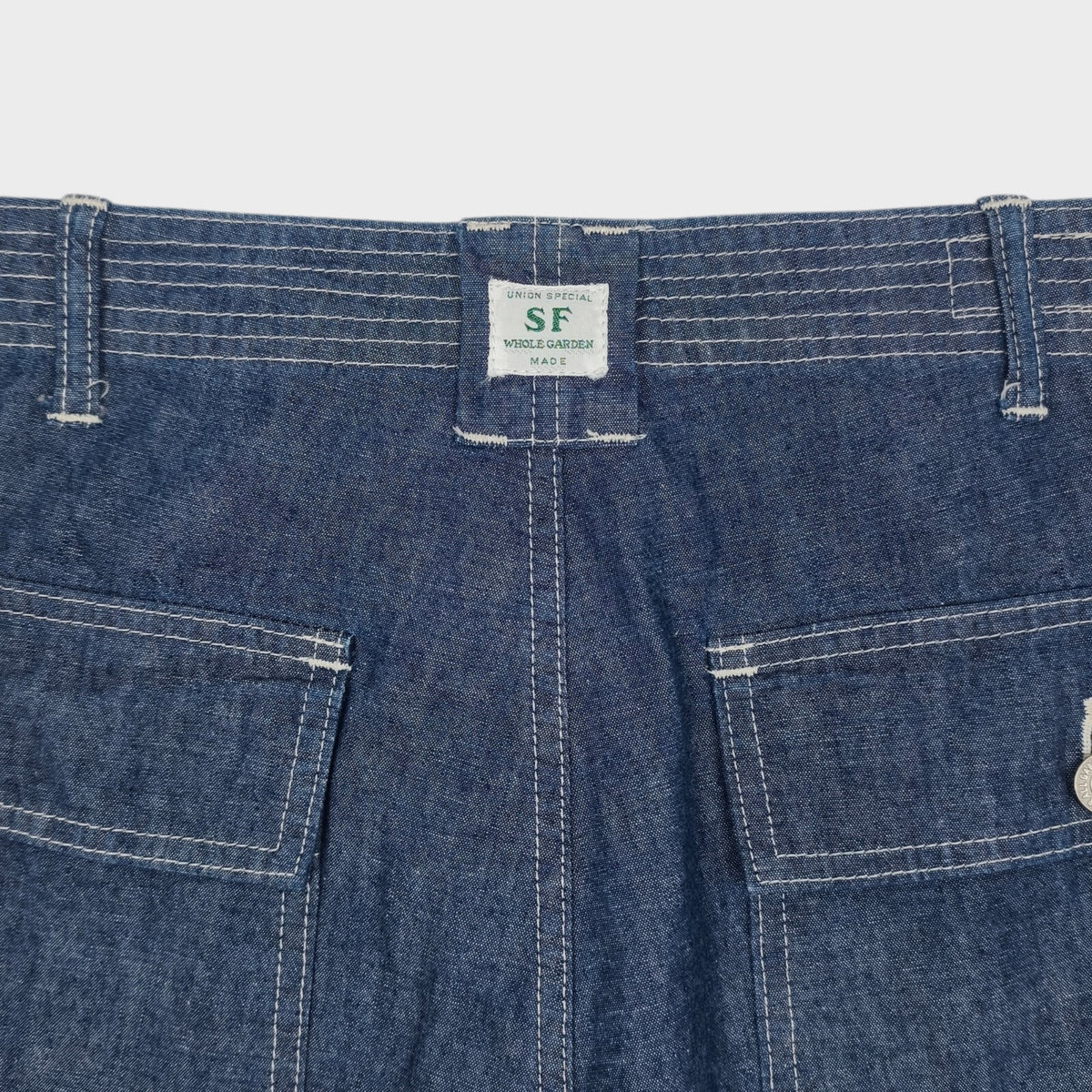 SASSAFRAS Men's Made in Japan Blue Chambray Feel Sun Cargo Shorts