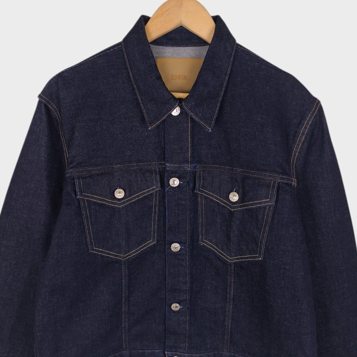 EDWIN Japan Men's Dark Blue Cropped Trucker Jacket