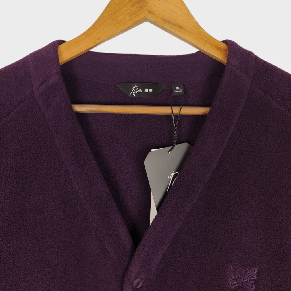 NEEDLES x UNIQLO Men's Purple Embroidered Logo Cardigan