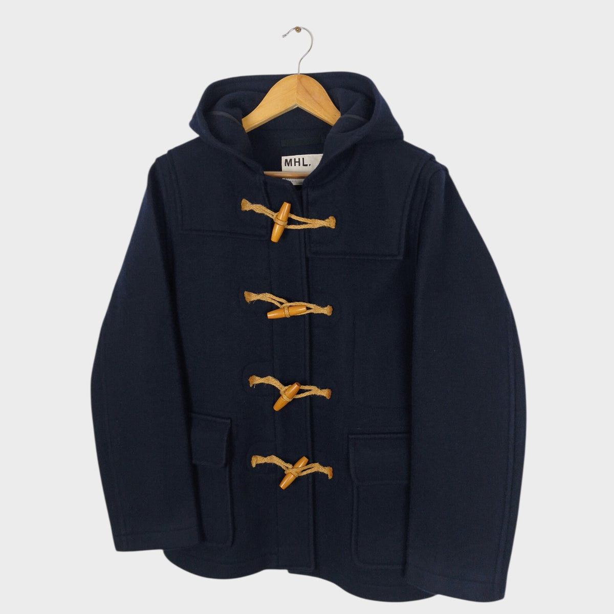 MHL MARGARET HOWELL Men's Navy Heavyweight Wool Blend Duffle Coat