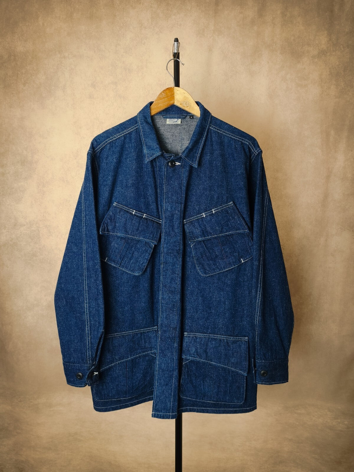 ORSLOW Men's Made in Japan Blue Denim Tropical Fatigue Jungle Jacket