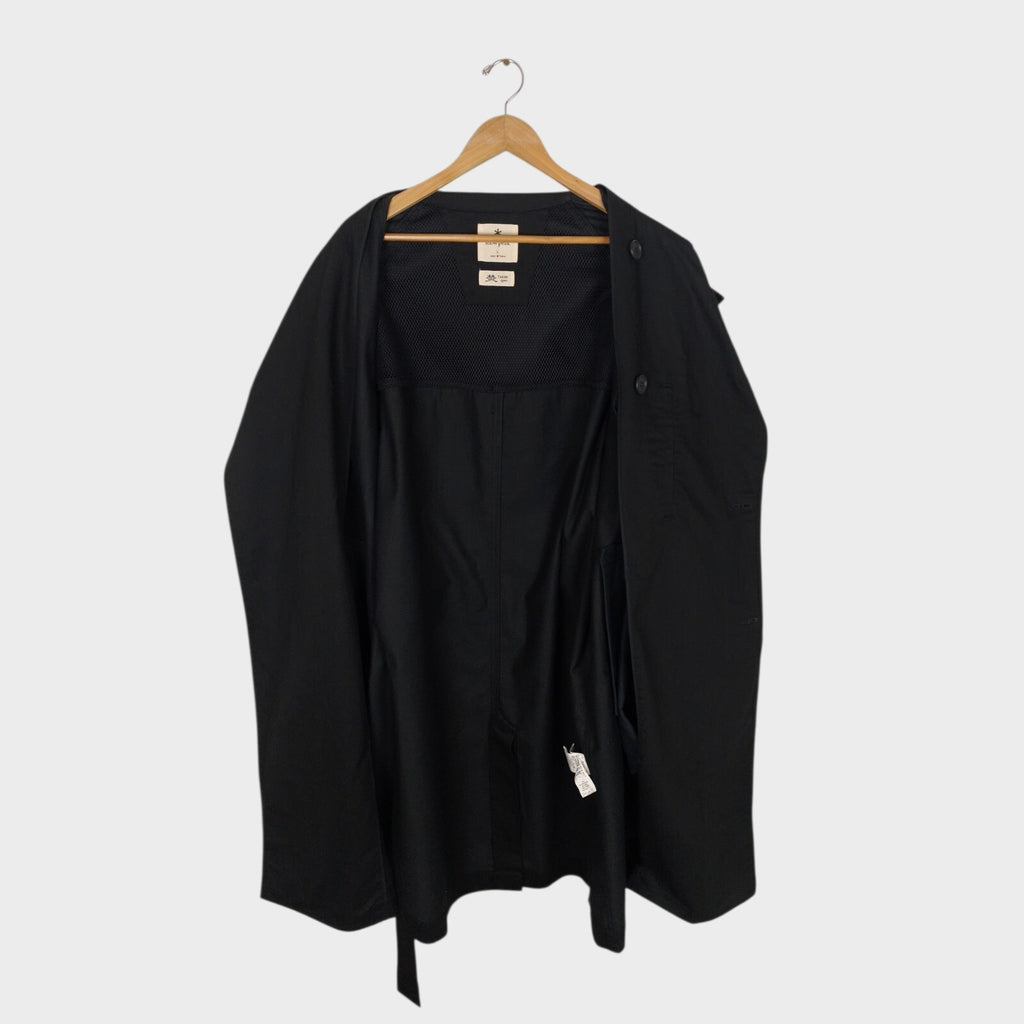 SNOW PEAK Men's Black Takibi Spec Utility Trench Coat