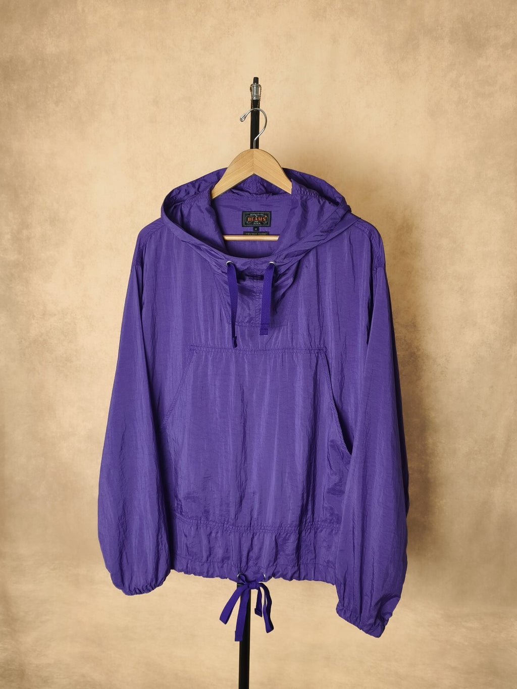 BEAMS PLUS Men's Purple Oversized Fit Nylon Sports Smock Anorak Parka Jacket