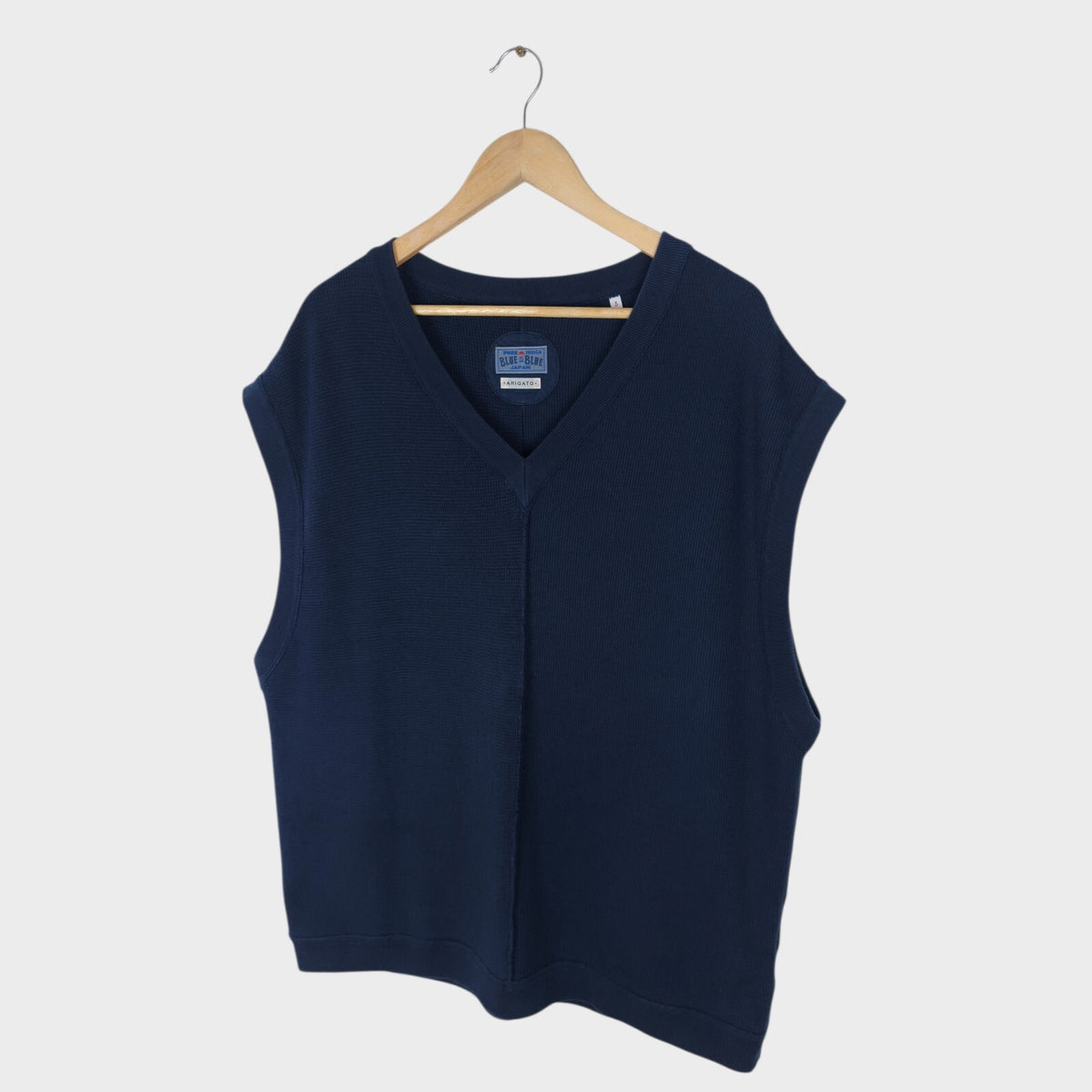 BLUE BLUE JAPAN Men's Made in Japan Navy Blue Relaxed Fit Cotton Vest