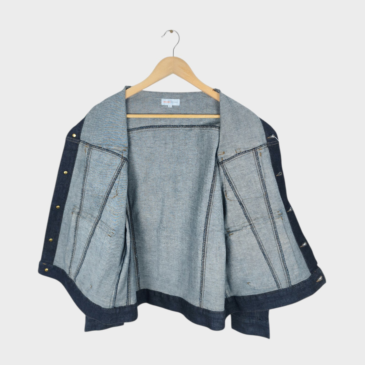 BEAMS Men's Dark Blue Cropped Denim Utility Chore Jacket