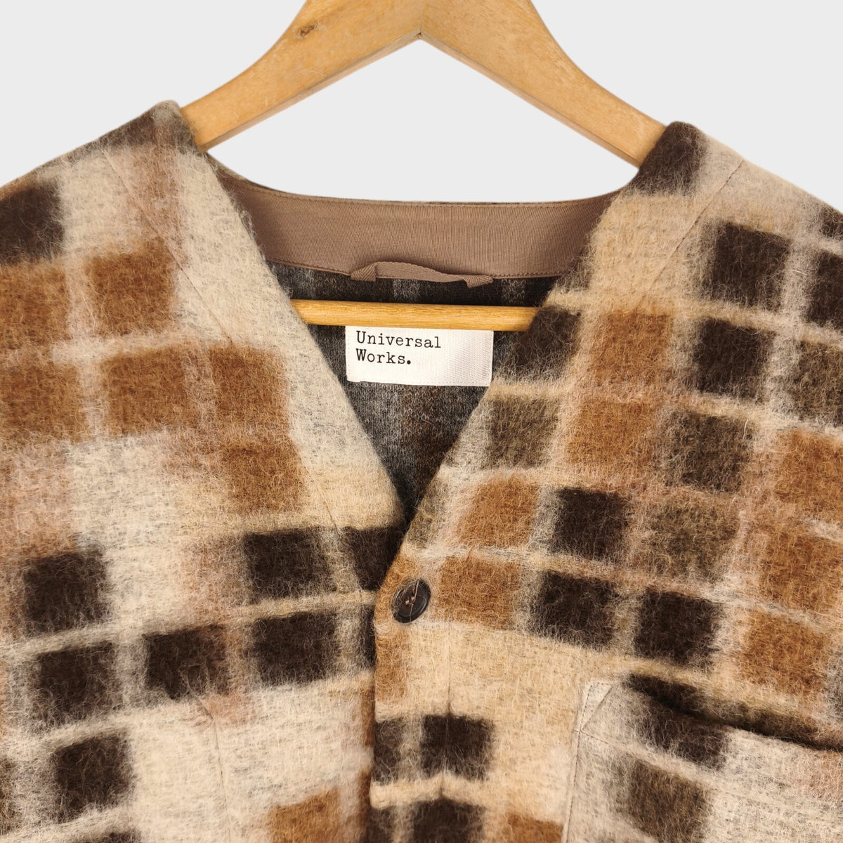 UNIVERSAL WORKS Men's Sand Mosaic Wool Fleece Cardigan
