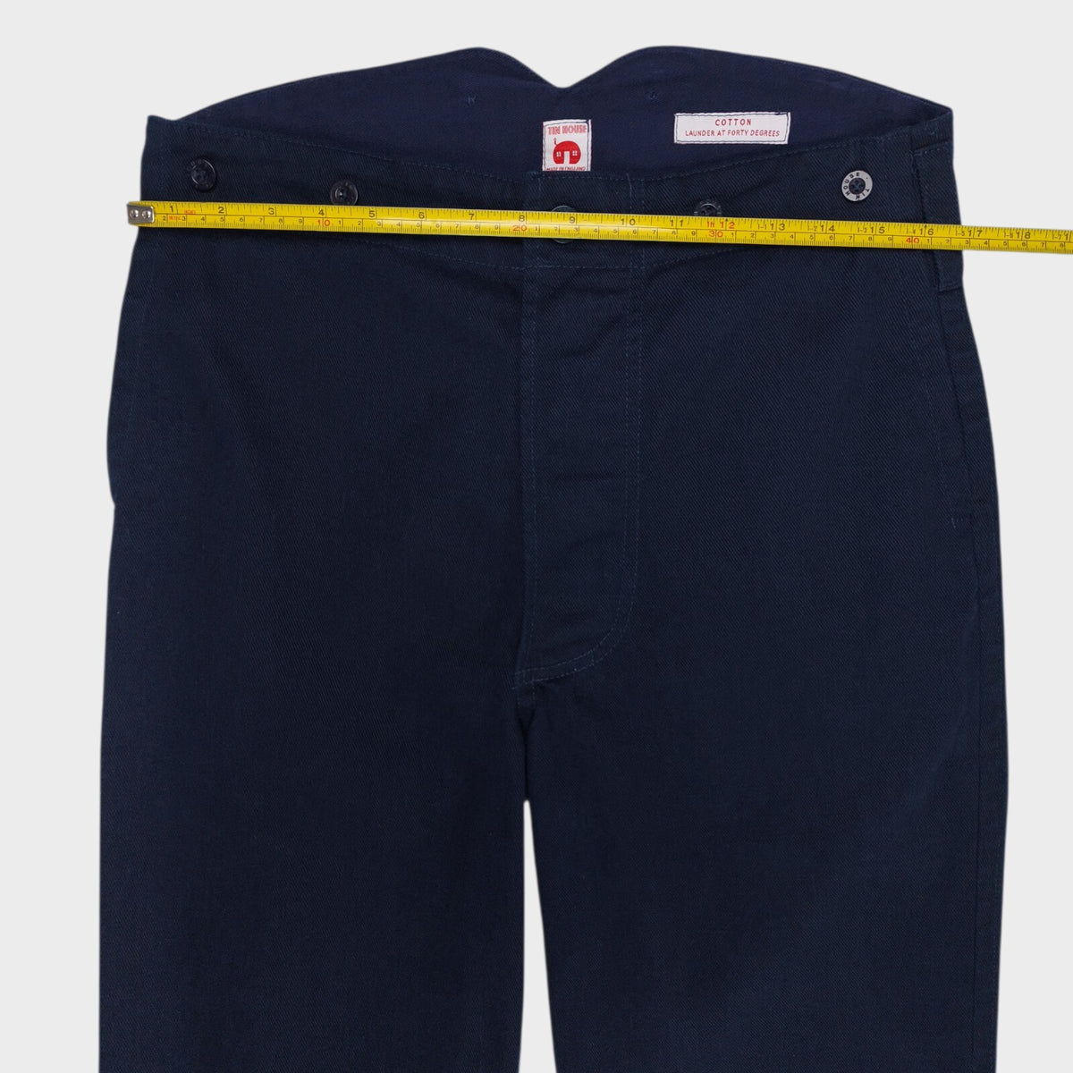 OLD TOWN Men's Made in England Navy Blue Cotton Twill Trousers