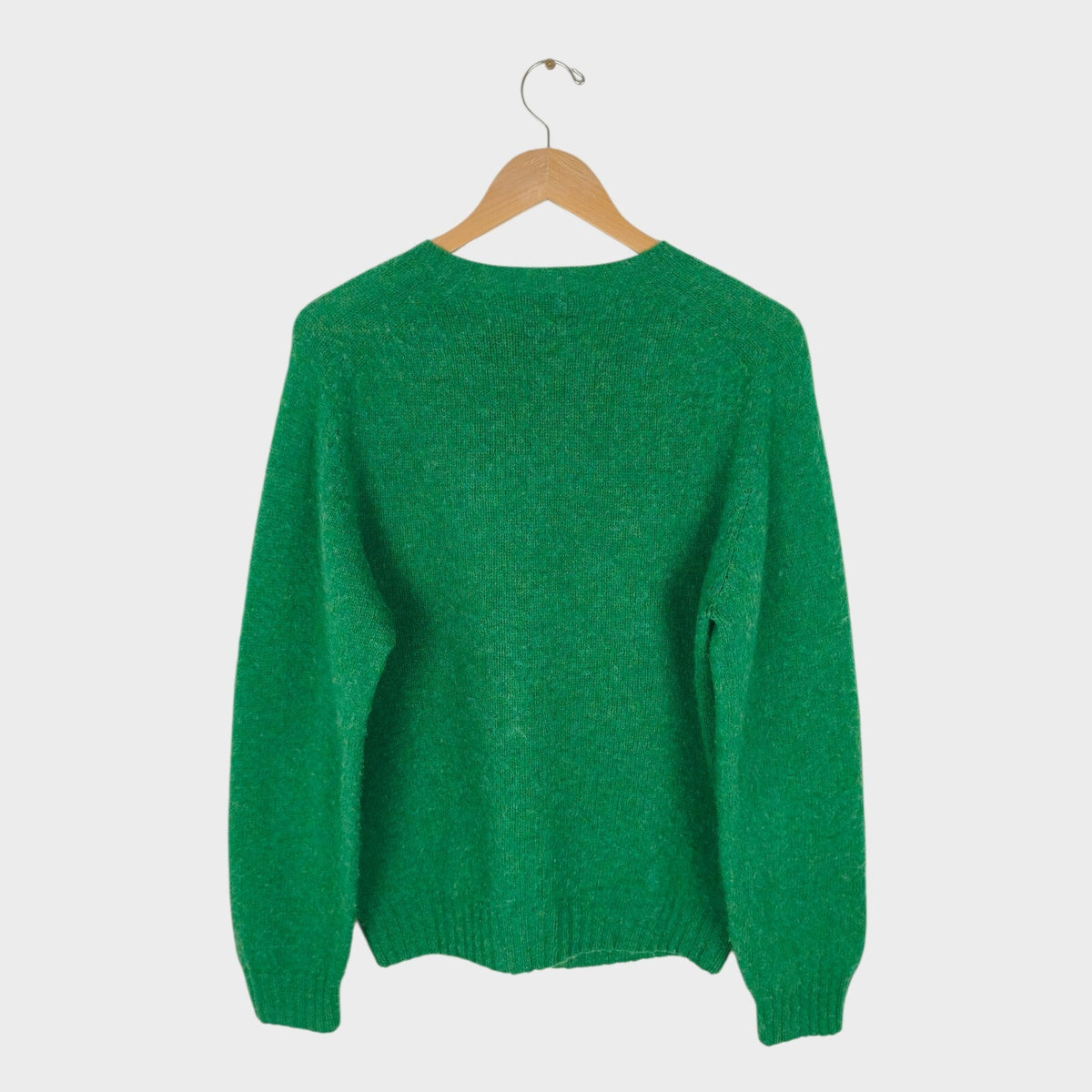 DRAKE'S Men's Made in Scotland Green Brushed Shetland Wool Crewneck Jumper