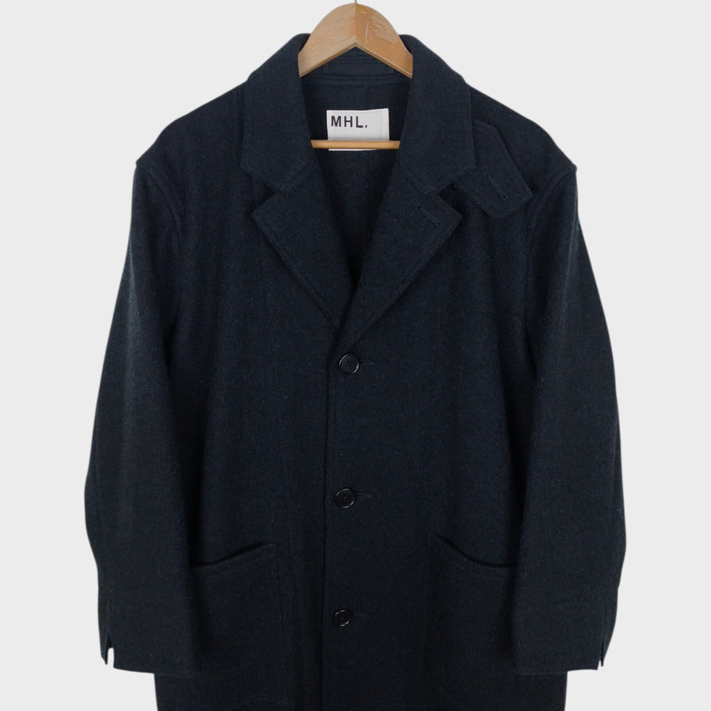MHL MARGARET HOWELLL Men's Dark Navy Heavyweight 100% Wool Coat