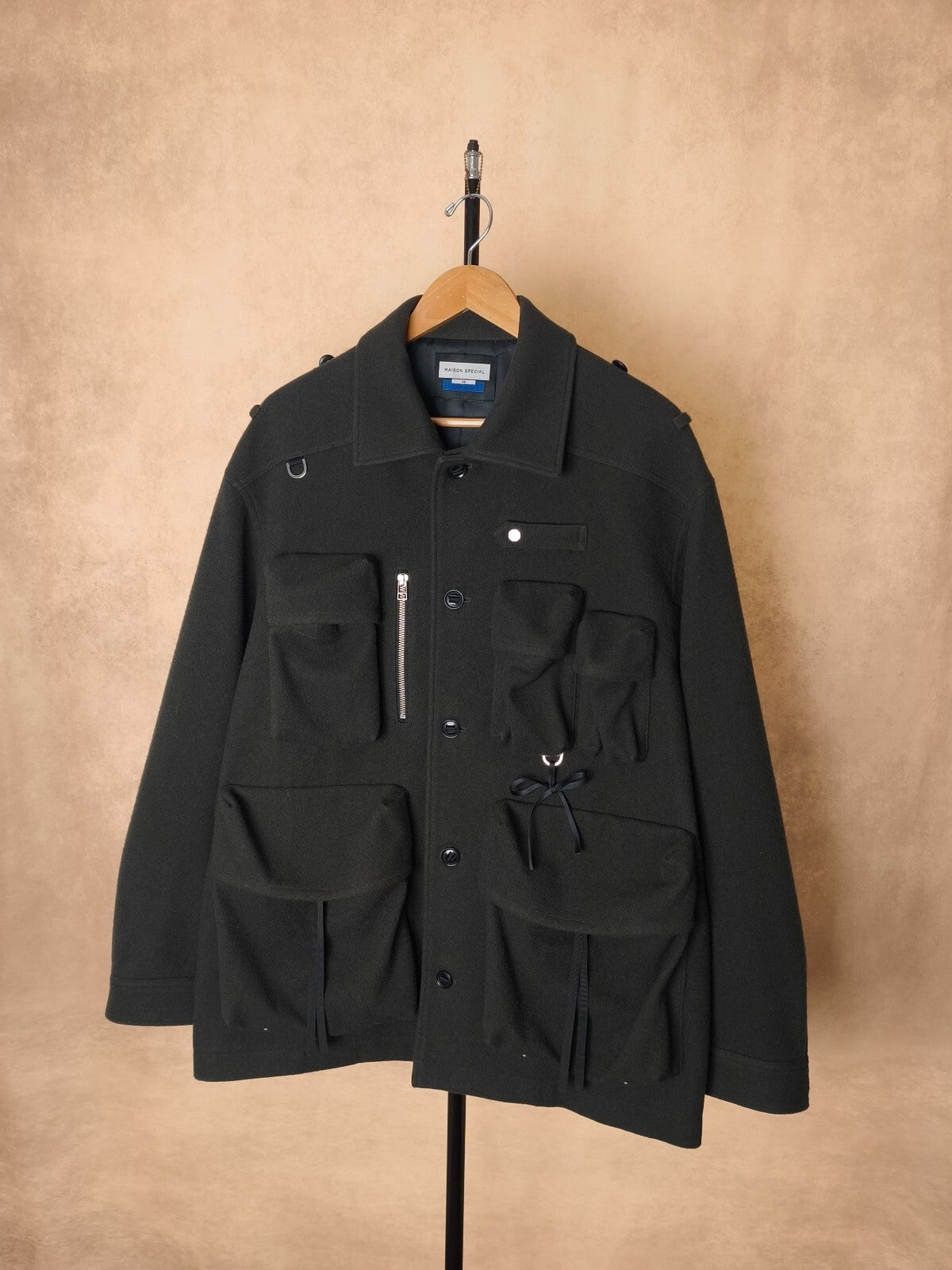 MAISON SPECIAL Japan Men's Grey 100% Wool Military Utility Jacket