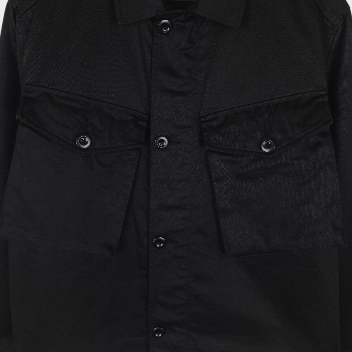 MHL MARGARET HOWELL Men's Black Cotton/Linen Blend Cropped Military Jacket