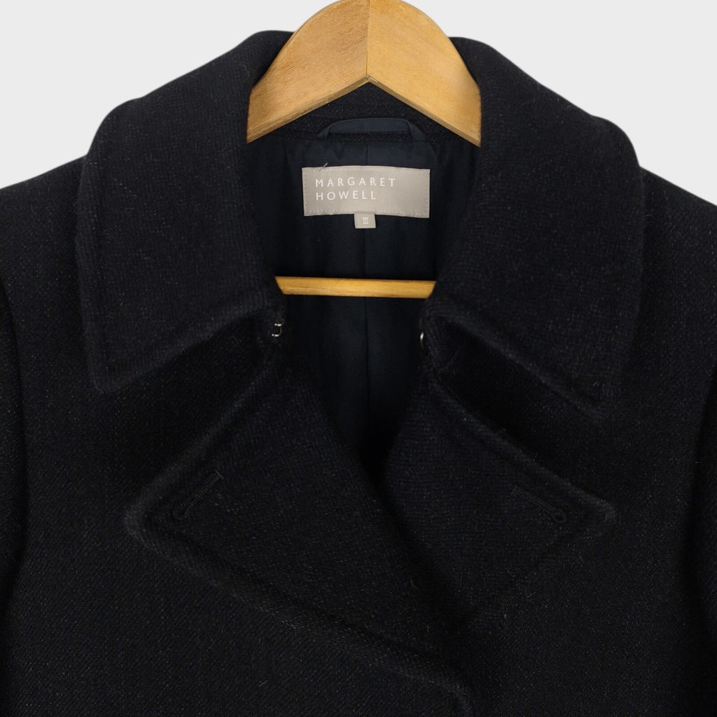 MARGARET HOWELL Women's Dark Charcoal Grey Wool Coat