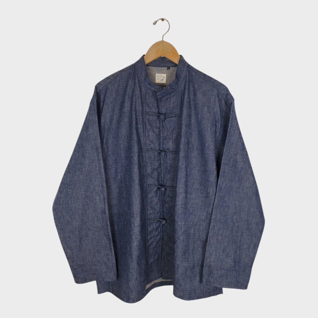 ORSLOW Men's Made in Japan Blue Denim Chinese Kung Fu Jacket