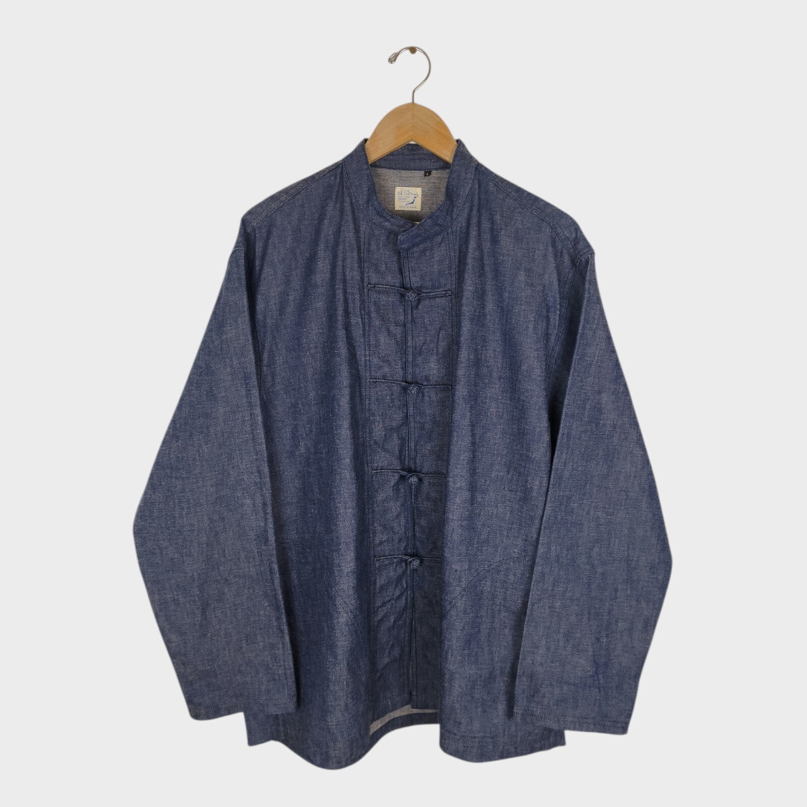 ORSLOW Men's Made in Japan Blue Denim Chinese Kung Fu Jacket