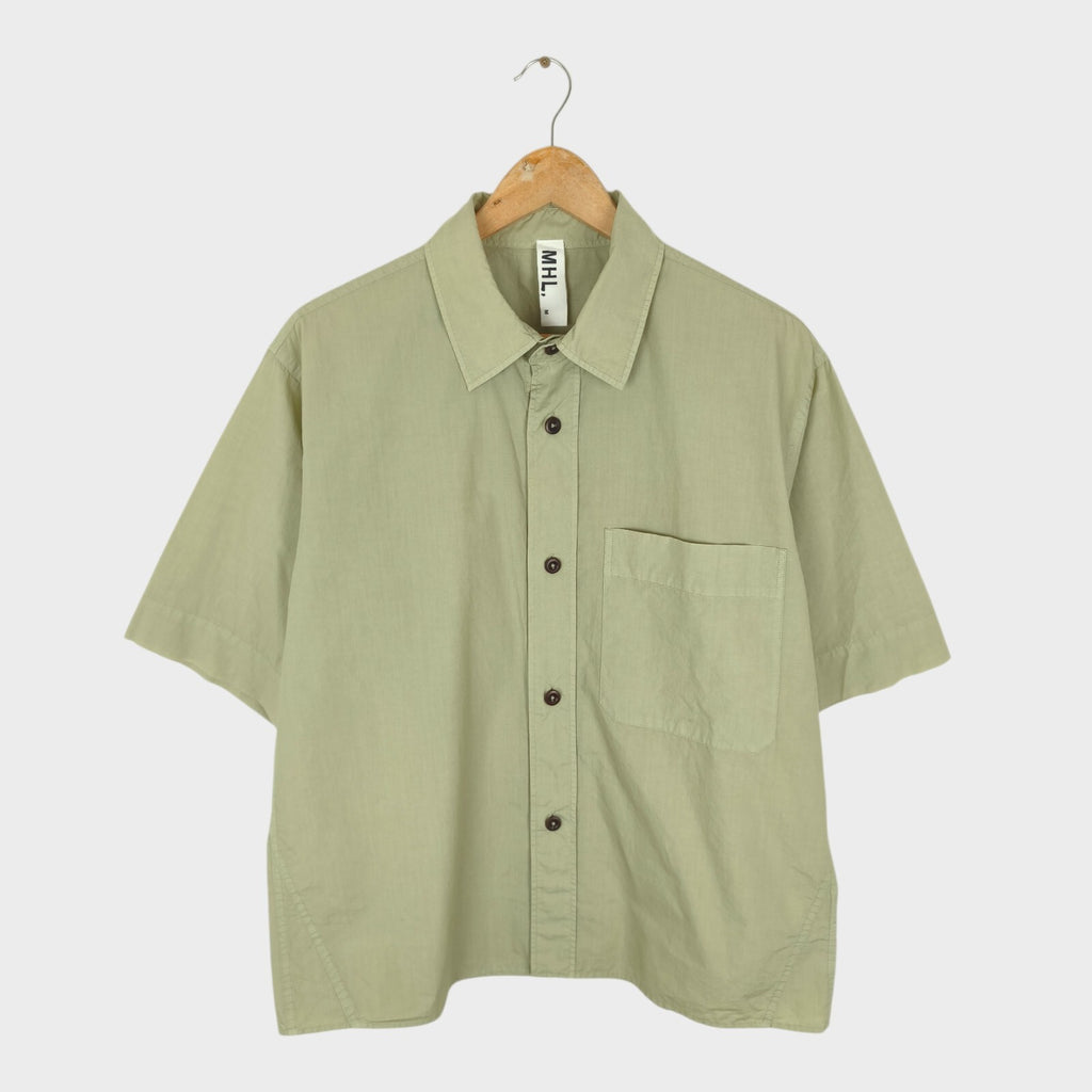 MHL MARGARET HOWELL Men's Pistachio Green Relaxed Fit Cotton Linen Shirt