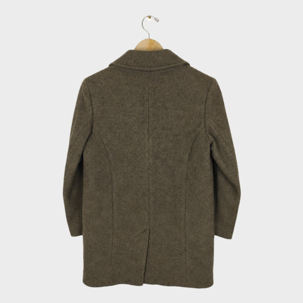 MARGARET HOWELL Women's Olive Green 100% Wool Double-Breasted Coat