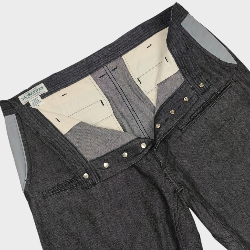 SASSAFRAS Men's Made in Japan Grey Wheel Barrow Denim Shorts