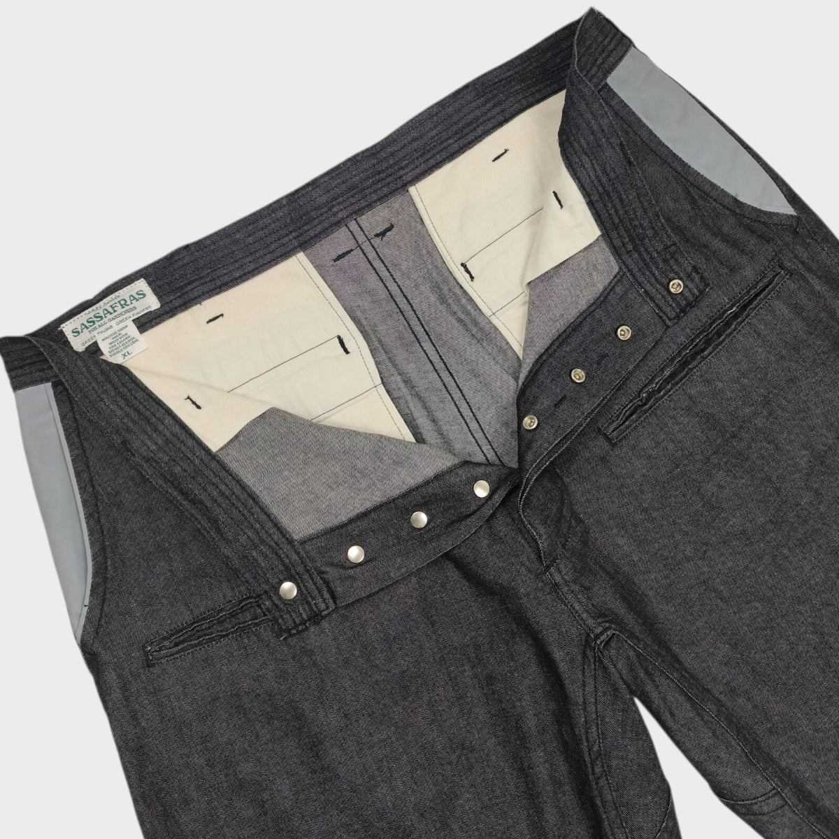 SASSAFRAS Men's Made in Japan Grey Wheel Barrow Denim Shorts